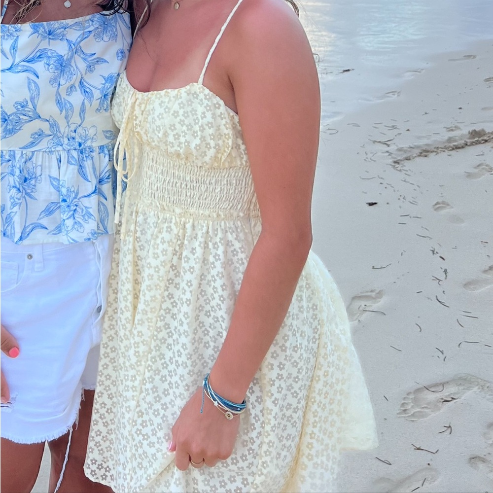 Urban Outfitters Cream Smocked Top